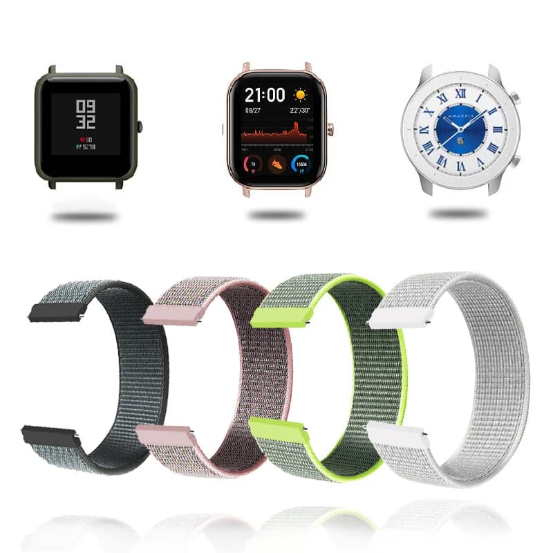Cinturino in nylon da 20mm 22mm per Samsung Galaxy Watch 6 5 4 cinturino regolabile attivo Amazfit Bip 5 S GTS cinturino Huawei GT 2 3 braccialetto