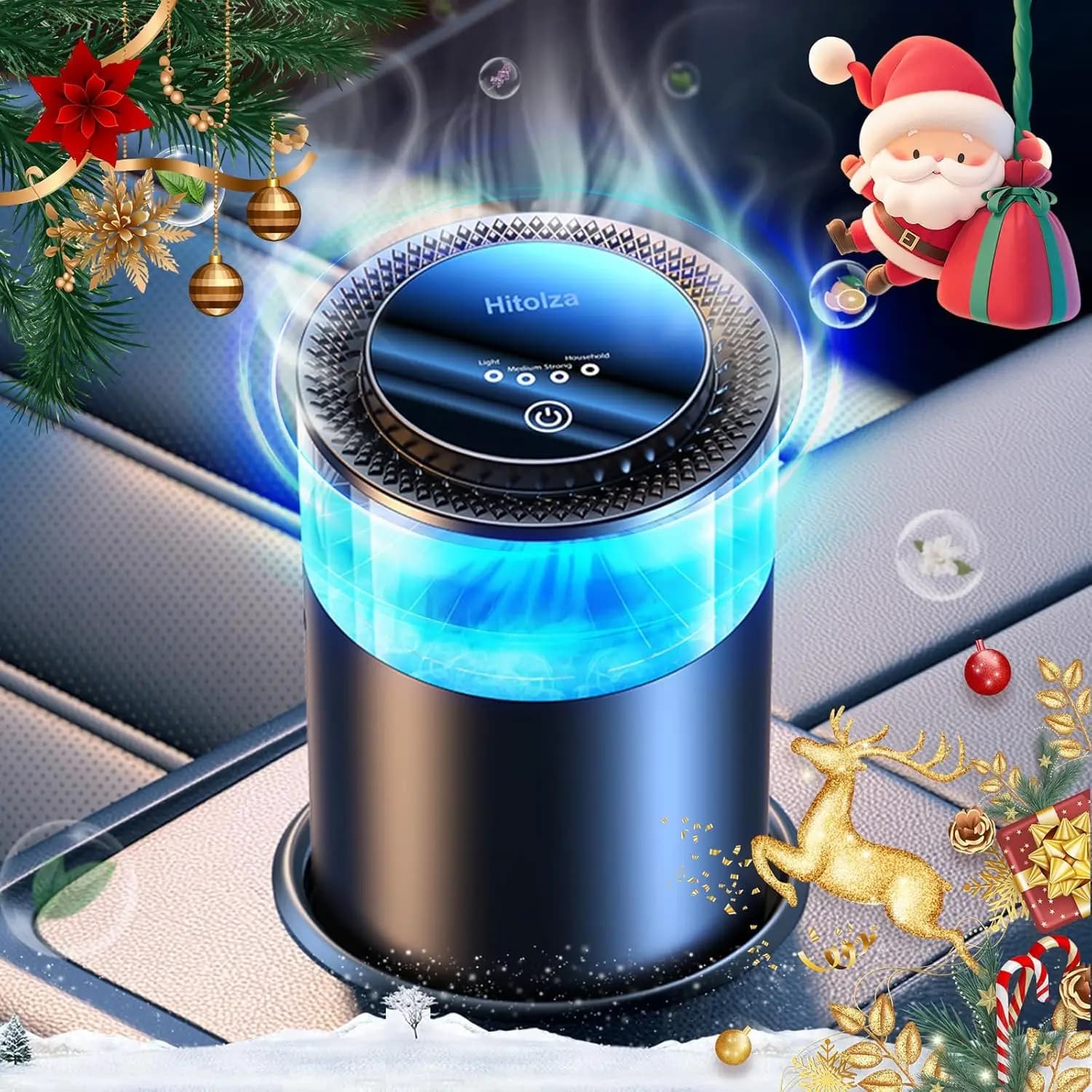 Deodorante per Auto Intelligente con Luce Ambientale, Accensione/Spegnimento Automatico, Nebulizzazione Regolabile, Batteria di Lunga Durata (6 Mesi) e Profumo di Vaniglia