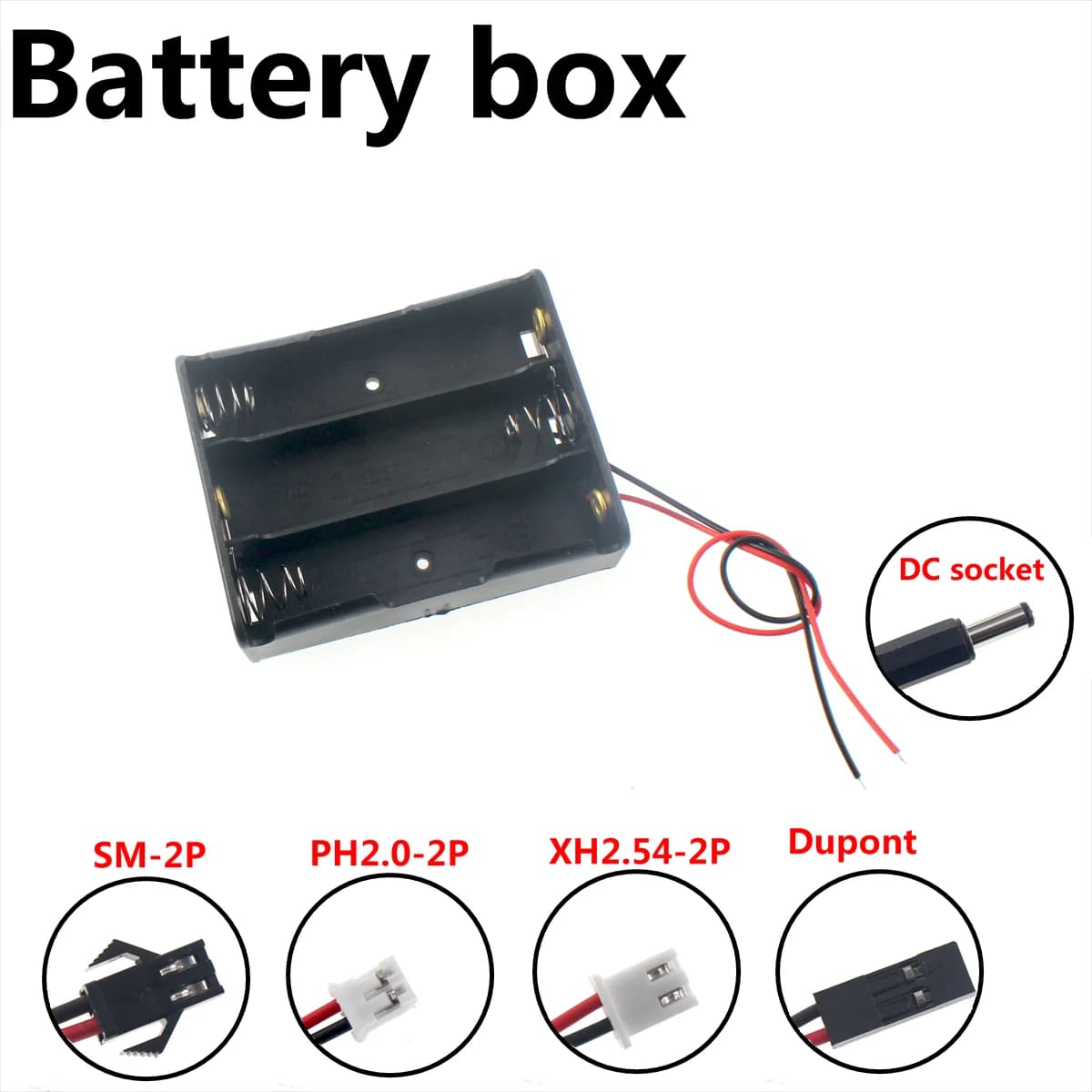 5 pcs of 3x 18650 DIY battery packs with DC power connector 5.5x2.1mm XH2.54 PH2.0 SM-2P