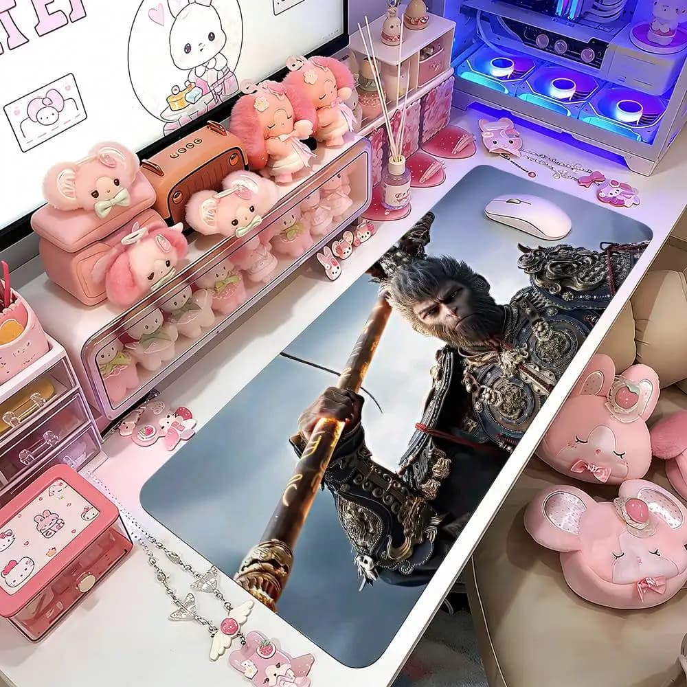 Black Myth Wukong Mouse Pad Gaming Deskmat Sakura Mousepad Anime Office Carpet Gamer Keyboard Computer Desks