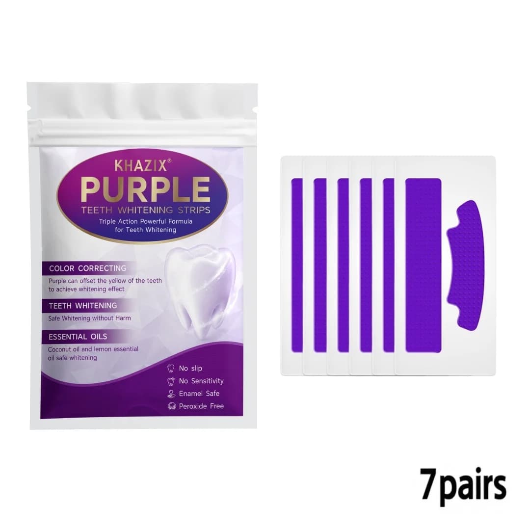 7pairs Purple Teeth Whitening Strips, Easy-to-Use Dental Whitening Strips for Brighter Smile Care, Home & Travel Oral Care