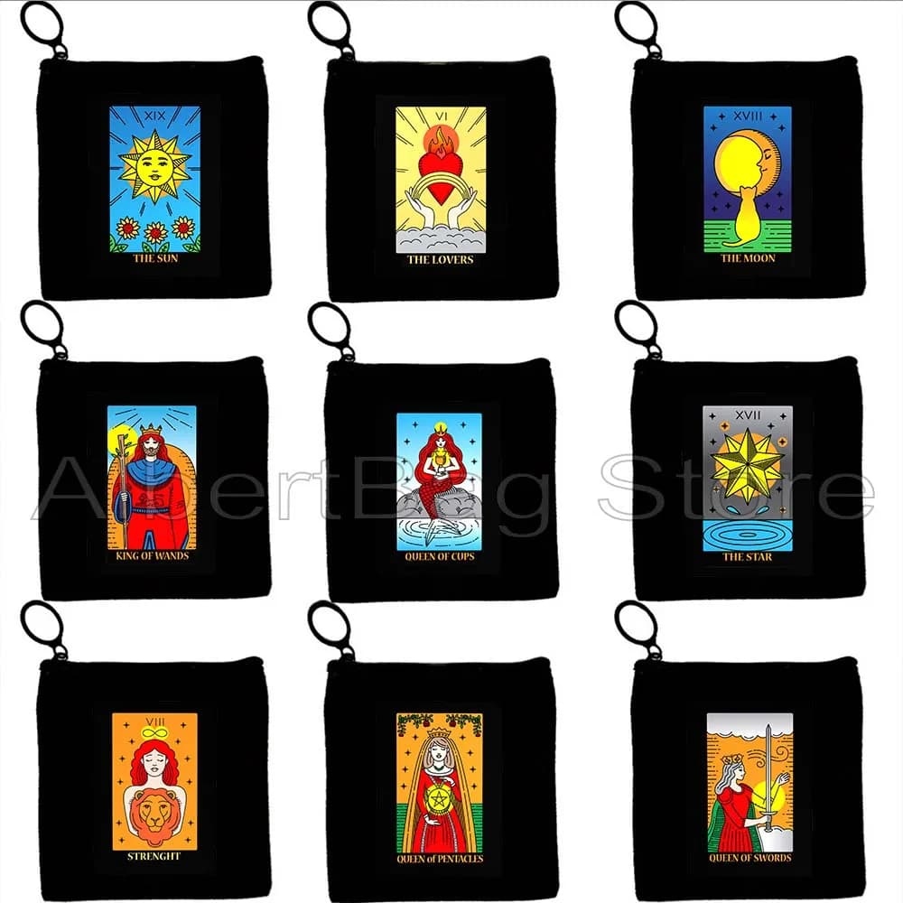 THE MOON SUN KING QUEEN CHARIOT EMPEROR EMPEROR EMPRESS HERMIT DEVIL Flower Cat Tarot Card portamonete portachiavi borsa portafoglio