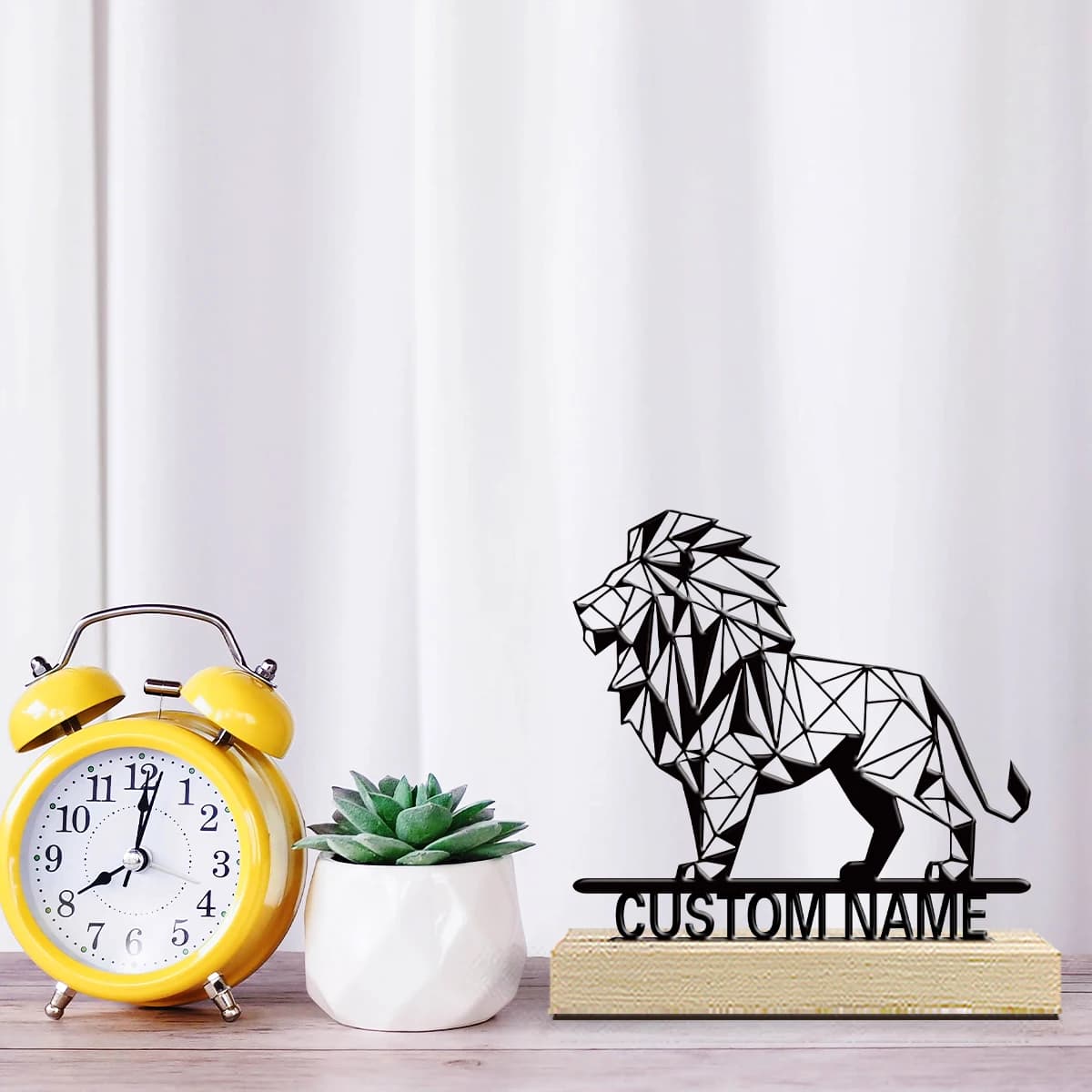 1pc Personalized Desktop Metal Ornaments Customizable Name Equipped with A Wooden Base Room Decorations, Bar Counter Decorations