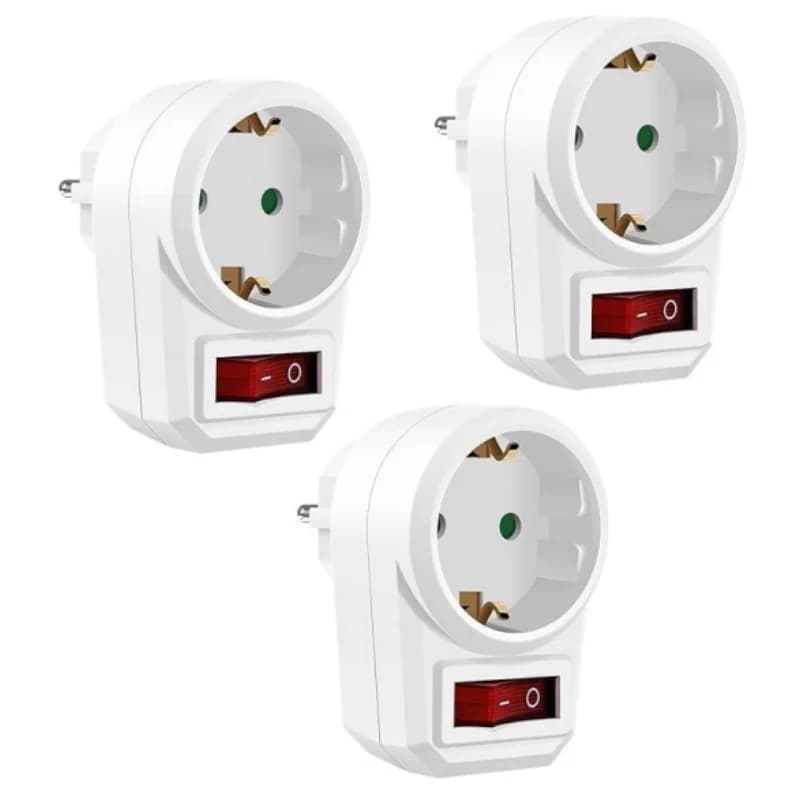 Adattatore presa UE 3PCS con interruttore ON/OFF Spina di conversione di alimentazione standard europea 250V 16A Spina di estensione presa elettrica