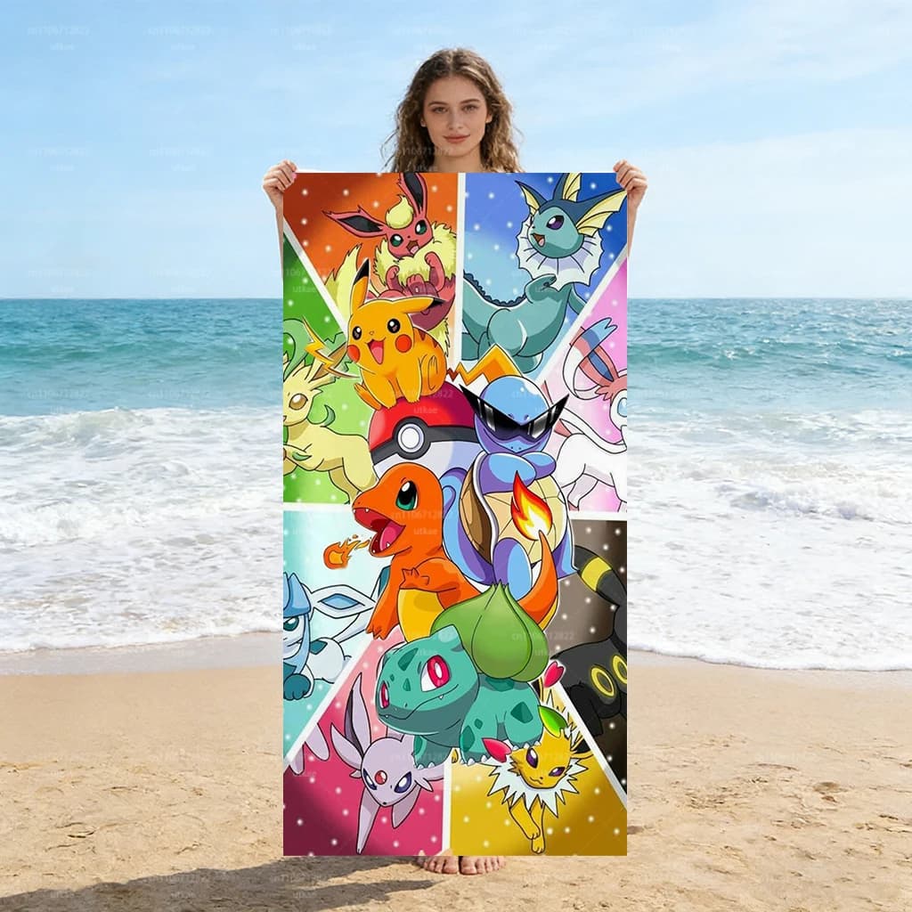 Telo Mare Extra Large in Microfibra ad Asciugatura Rapida, Design Pokémon, Super Assorbente e Leggero per Spiaggia, Piscina e Viaggi