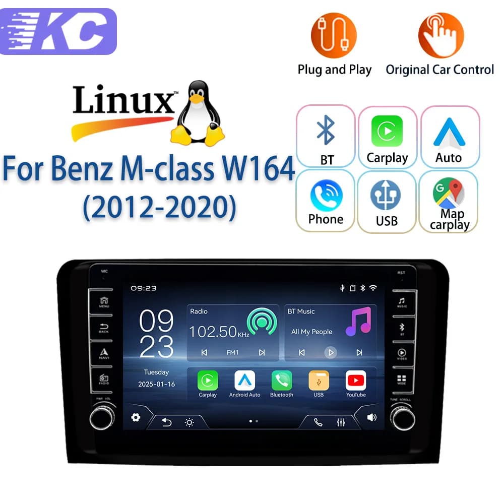 For Benz M-class W164(2012-2020) New Linux System Wireless CarPlay Auto Bluetooth Video Multimedia Players Cameras