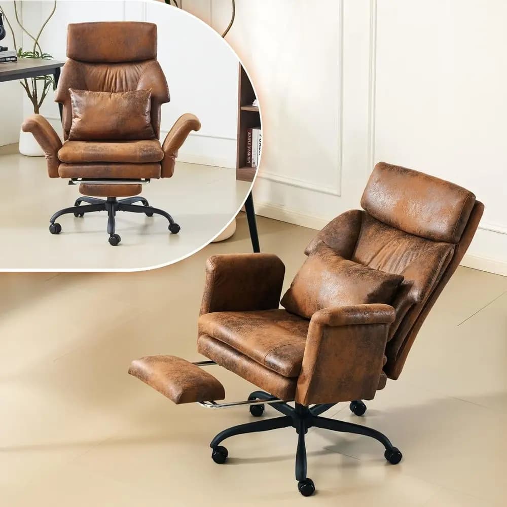 Sedia da ufficio ergonomica reclinabile alta con poggiapiedi e braccioli regolabili, comoda sedia da gaming con seduta ampia, in microfibra resistente