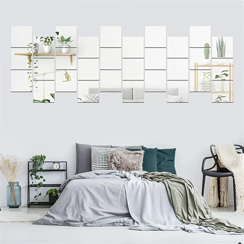 5PCS 25CM Durable Practical Acrylic Mirror Tray Flower Serving Tray Mirror Sticker Bathroom Kids Room Gym Full Length Mirror 2MM