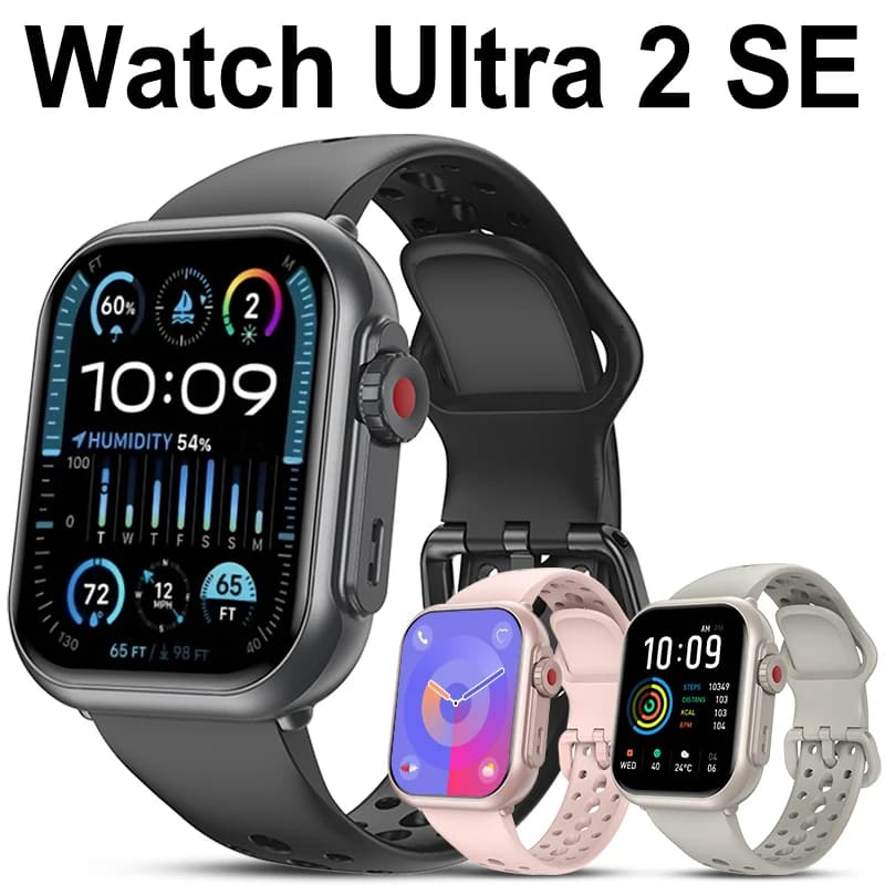 Smartwatch Ultra 2 SE for Men and Women, 1000mAh Battery, 100+ Sport, Cardiofrequencymeter, Bluetooth, GPS, Waterproof, Compatible with iOS and Android