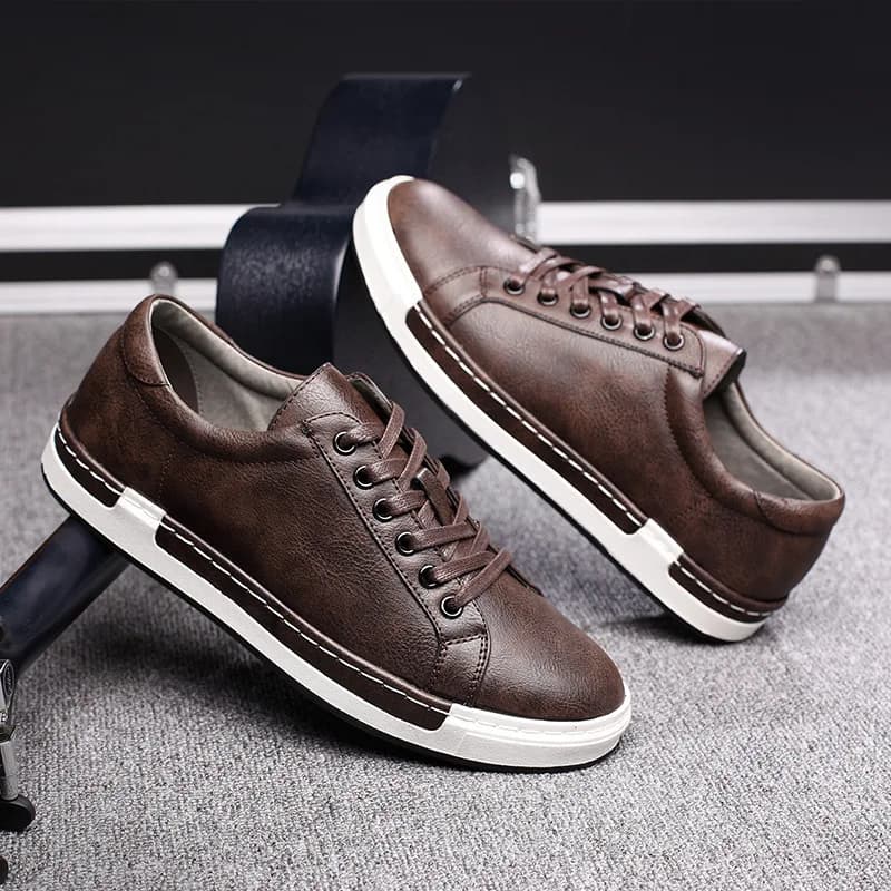 Fashion Sneakers Mens Casual Shoes Flat Soft Brand Male Footwear Classic Black Brown Plus Size 45