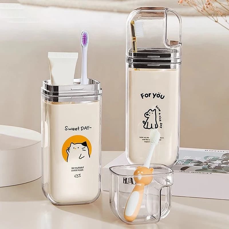 Cartoon Cute Toothbrush Cup Travel Toothbrush Holder Simple Portable Mouthwash Cup For Business Trip Home Camping