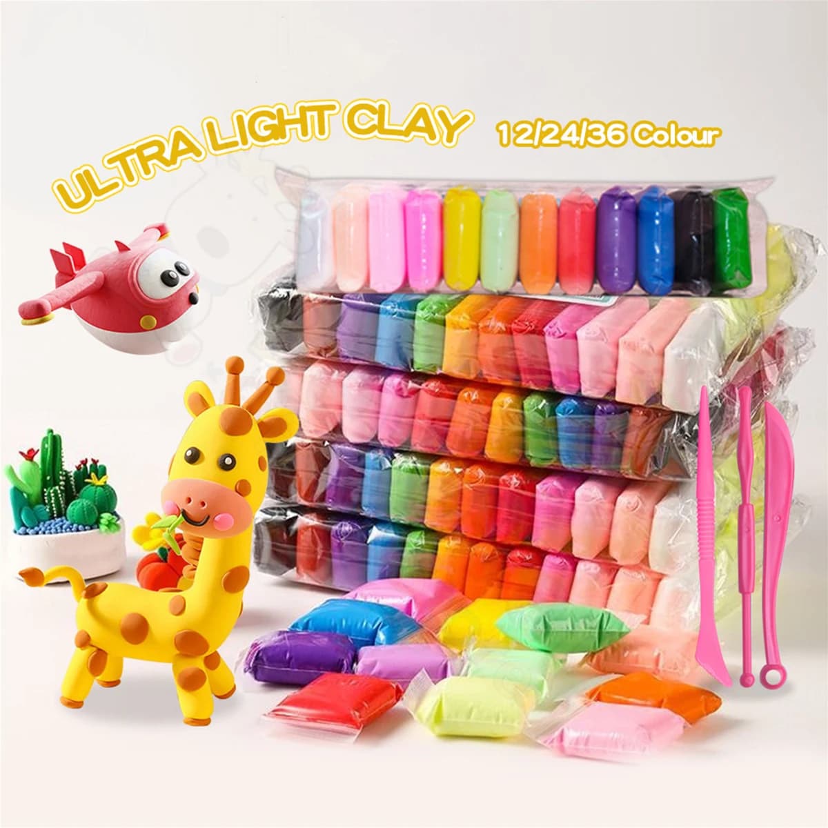 10g Air Dry Clay Set 12 24 36 Colors Soft Modeling Clay for Kids DIY Crafts Educational Play Dough Art Supplies Non Toxic