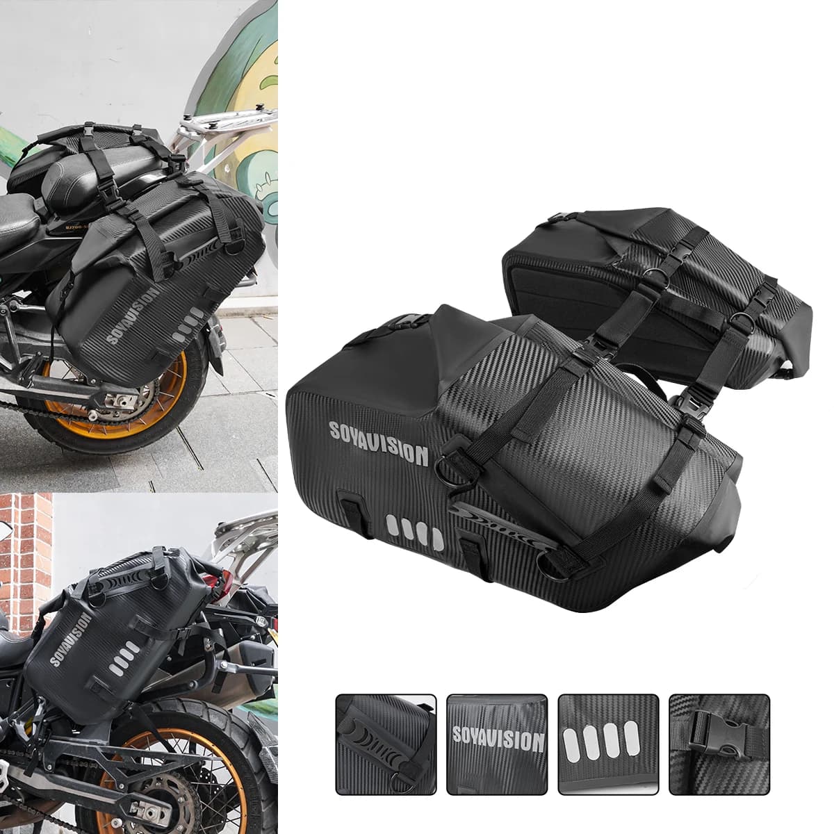 SOYAVISION LOGO 48L 80L 20L 50L 70L 100L Motorcycle Tail Bag Travel Outdoor Dry Luggag Bag Motorcycle Seat Bag Waterproof