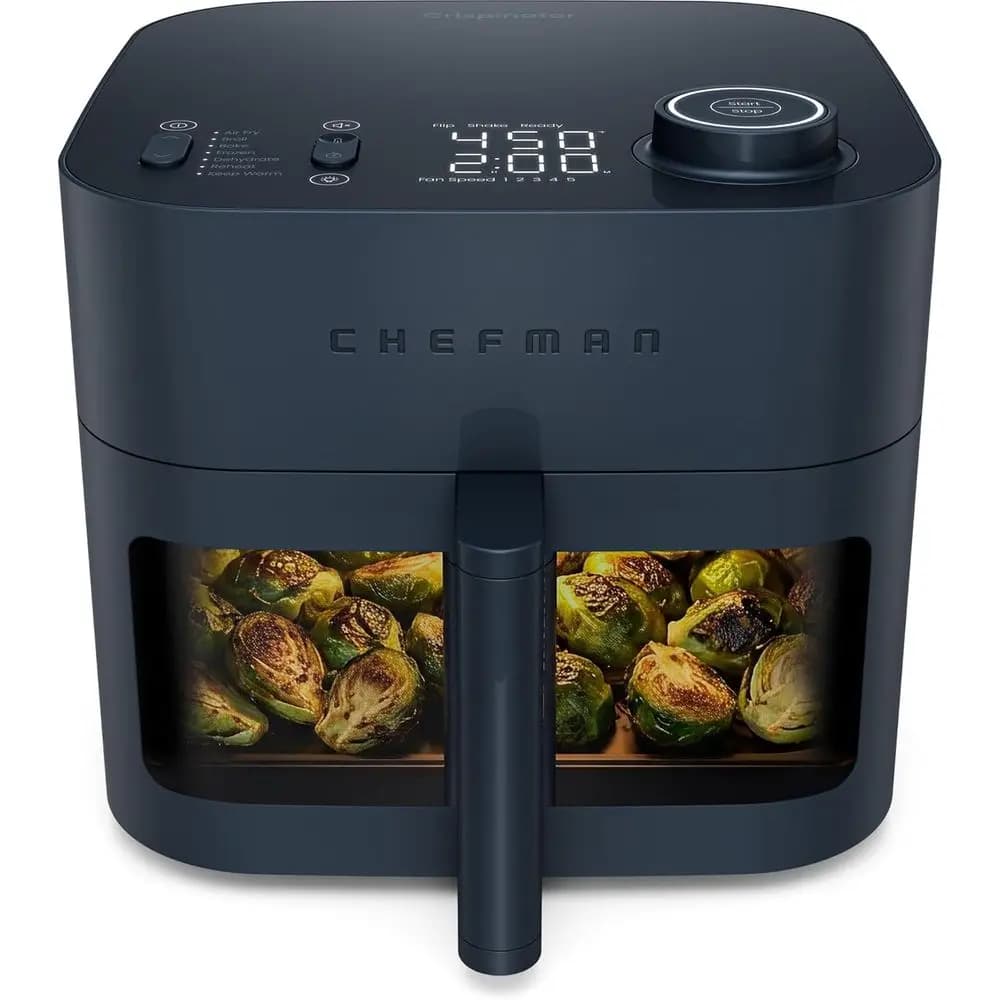 Friggitrice ad aria 7-in-1 da 8 Qt con 450 funzioni ° F Max Temp, Tecnologia Turbo Heat, Cottura uniforme, Funzione Forno, Funzione Grill, Funzione Disidratazione, Finestra di visualizzazione, Antiaderente