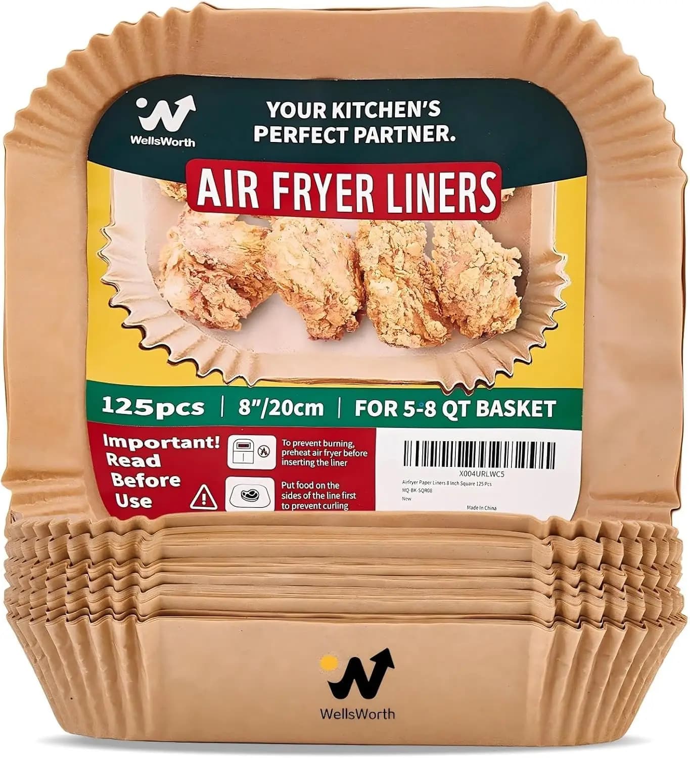 Baking paper for 40 GSM air fryer, 125 pieces, 8 inches, disposable oven paper for cooking, roasting and frying