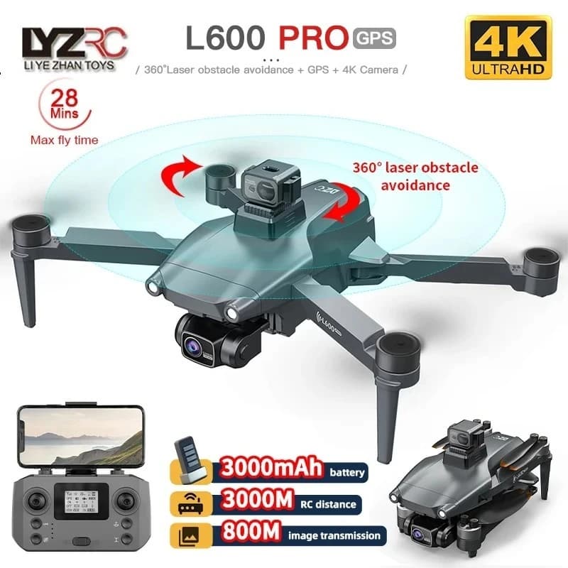 Drone L600 PRO RC 4K HD Doppia fotocamera 360 ° Evitamento ostacoli Brushless 5G WIFI Quadcopter FPV GPS Dron VS L900 PRO SE Droni Giocattoli