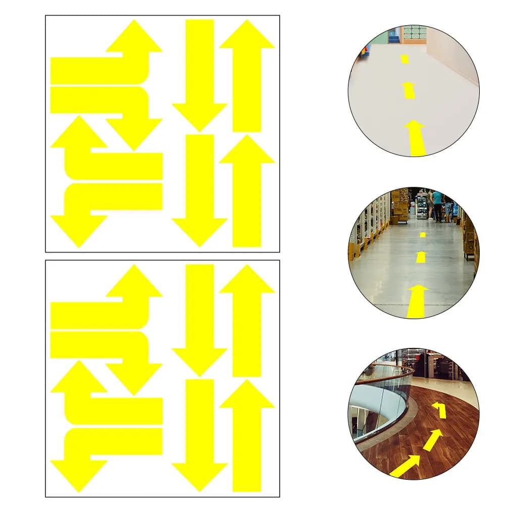 2 fogli di segnali direzionali a freccia per pavimento, autoadesivi, in materiale PVC, resistenti allo sbiadimento e alle crepe, per interni