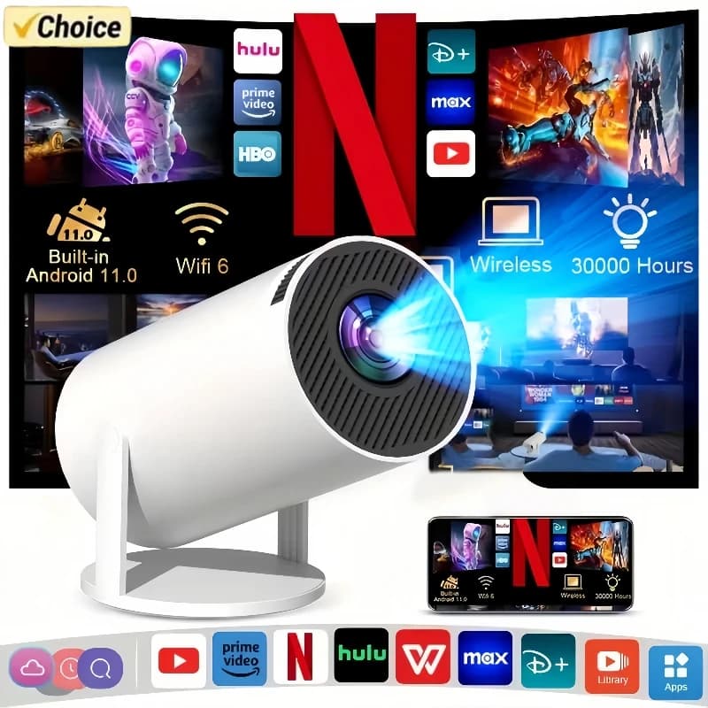 Proiettore LED Portatile da Esterno 2026 HY300 4K WiFi 1080P 1280x720P HD per Home Cinema, Video e Videogiochi