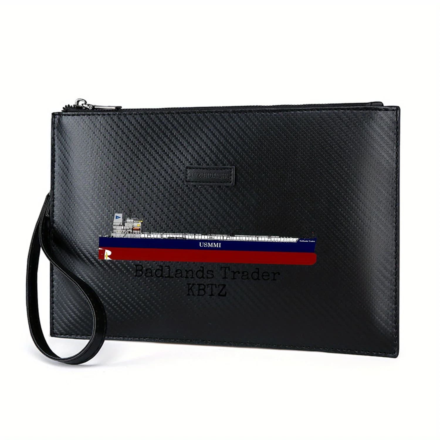 Scafo rosso navale blu testo USMMI Elegante borsa da uomo in PU stampato Alla moda e pratica per il trasporto quotidiano