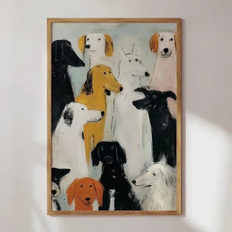 Poster su tela da parete con stampa artistica di cani fantasiosi | Decorazione Murale Moderna con Animali | Poster per Animali Domestici | Stampa illustrata di Dog Gallery | Opera d'arte