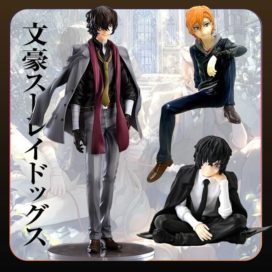 Anime Bungo Stray Dogs Nakahara Chuya Figura Dazai Osamu Action Figures Tagliatelle Modello di stampa PVC Giocattoli da collezione Regali di compleanno