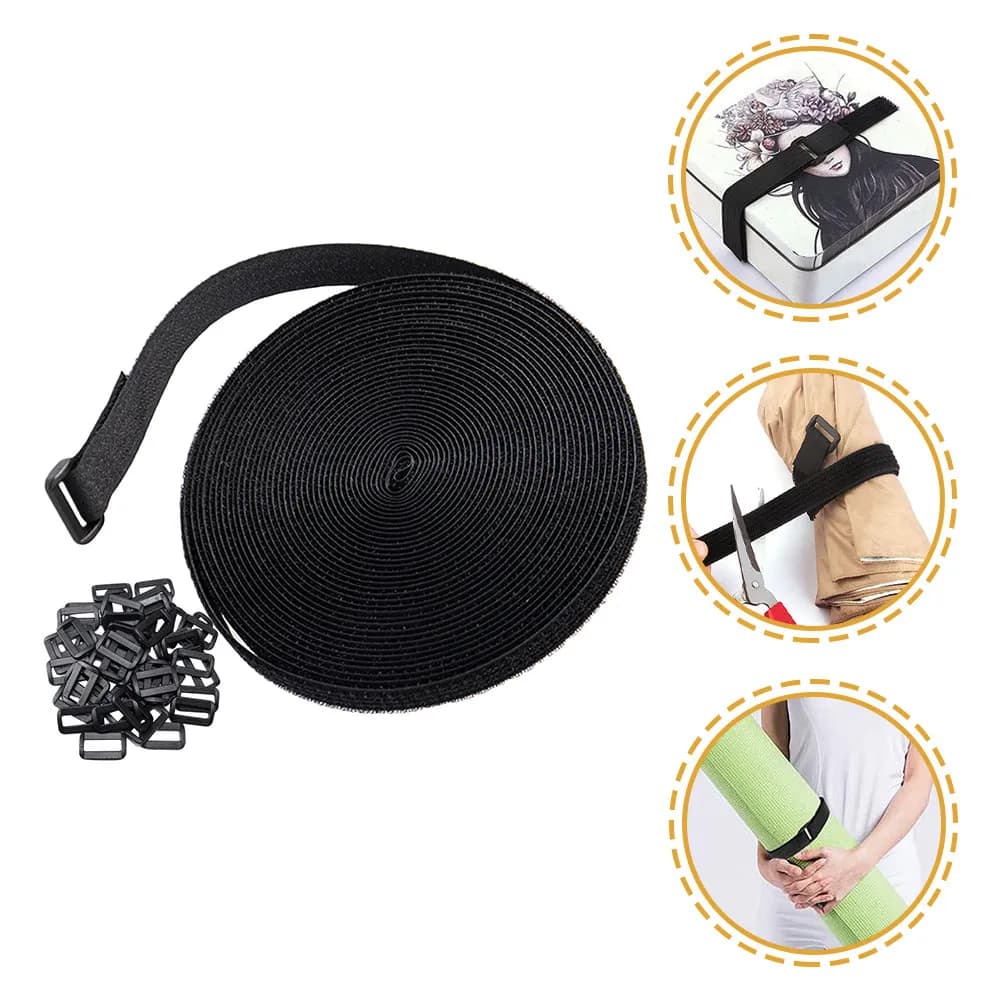1Set Adjustable Hook and Loop Strap with Buckle 5M Reusable Nylon Cable Tie for Cord Organizer Clothing Shoes Backpacks Crafts