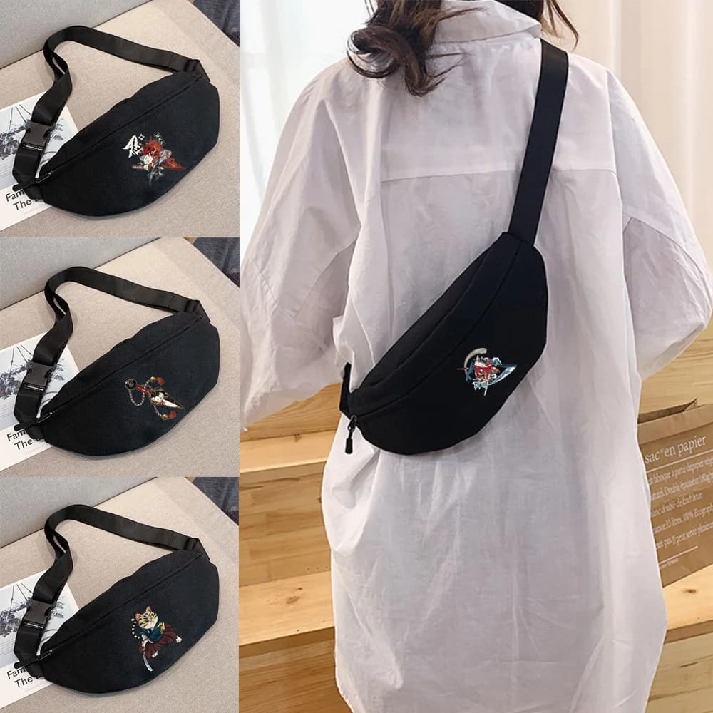 Waist Bags Men Mini Fashion Chest Backpack Samurai Print Crossbody Bags Outdoor Sports Youth Running Belt Shoulder Satchels Pack