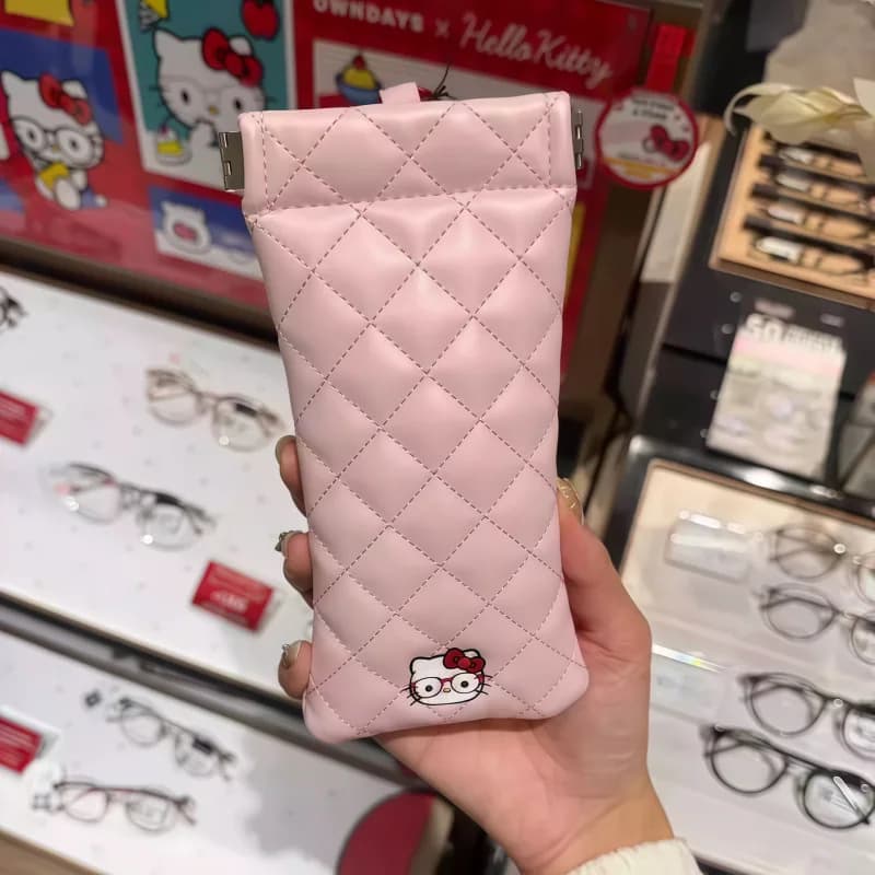 Borsa per Occhiali Kawaii Hello Kitty in Pelle Rosa, Custodia Protettiva per Occhiali da Sole, Regalo Sanrio per Ragazze