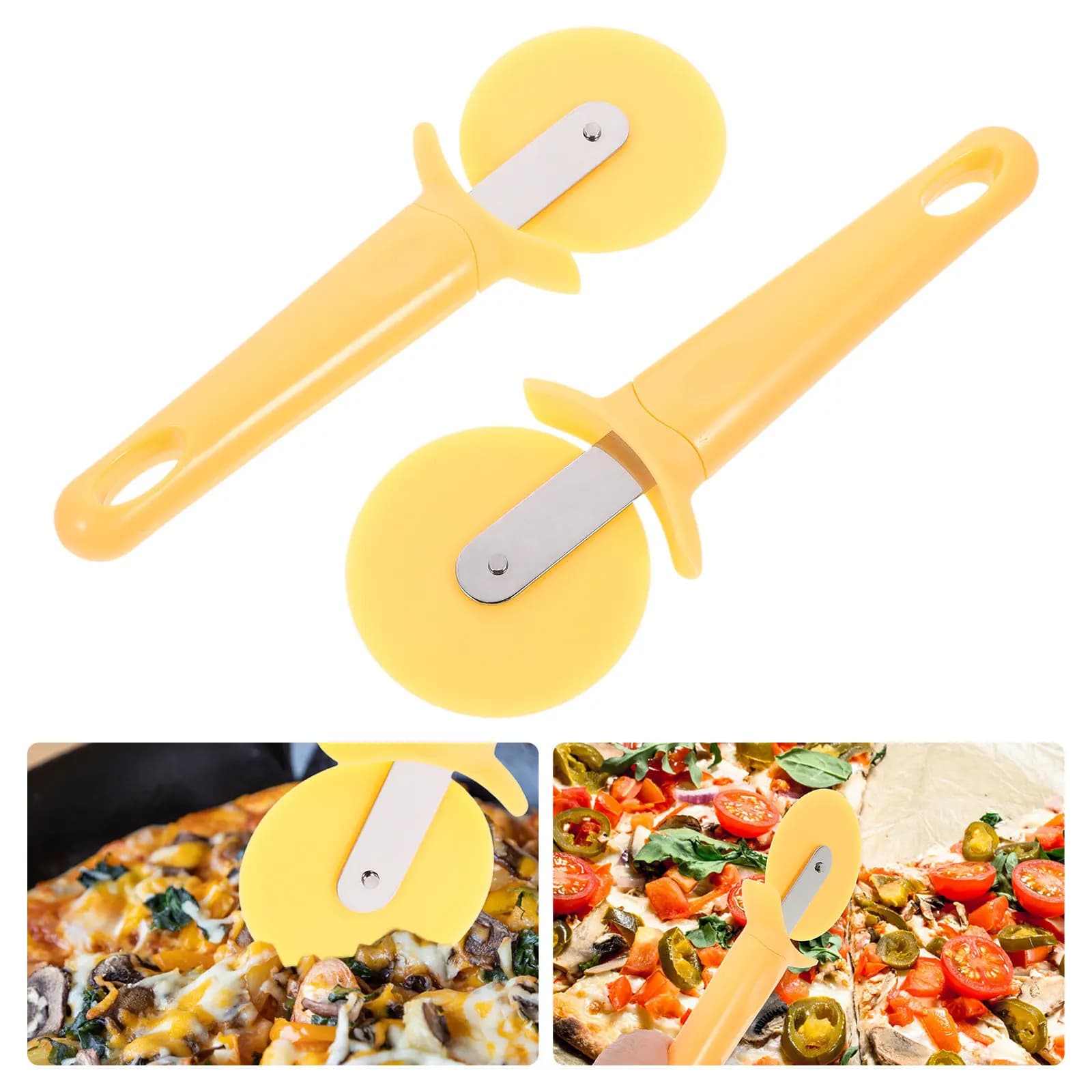 Set di 2 Rotelle Tagliapizza in ABS per Alimenti, con Manico Ergonomico, Facili da Pulire, Salvaspazio, Utensile da Cucina