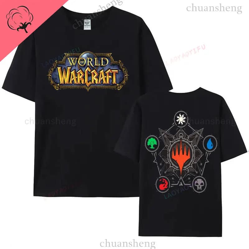 Maglietta da Gaming World of Warcraft, T-Shirt con Stampa Hip-Hop, Abbigliamento Comodo e Casual, Magliette Unisex Estive in 100% Cotone
