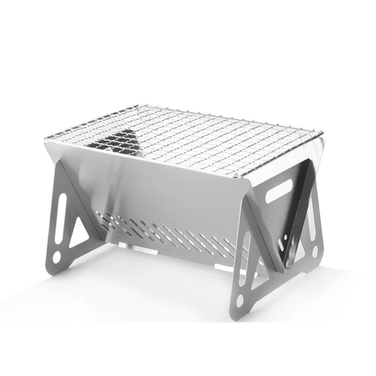 Portable Folding Charcoal Grill Stainless Steel Campfire BBQ Stove For Outdoor Camping Hiking Picnic Backyard Cooking Gear