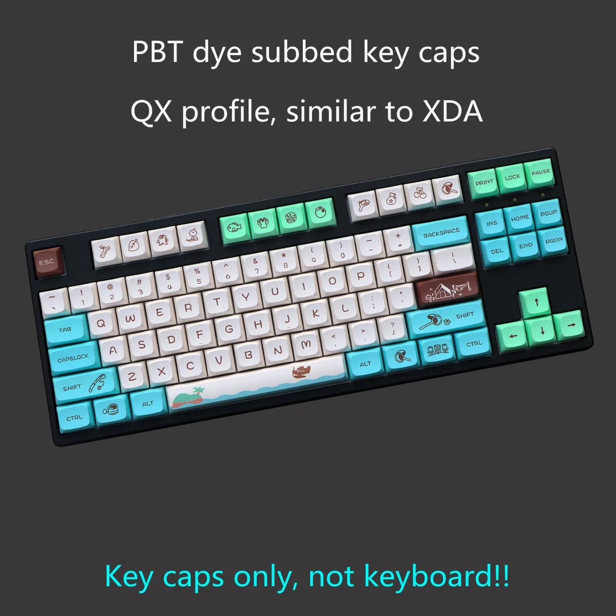Set di Tasti PBT con Sublimazione a Colori per Tastiera Meccanica MX Switch, Profilo QX XDA, Keycaps per Animal Crossing GMK