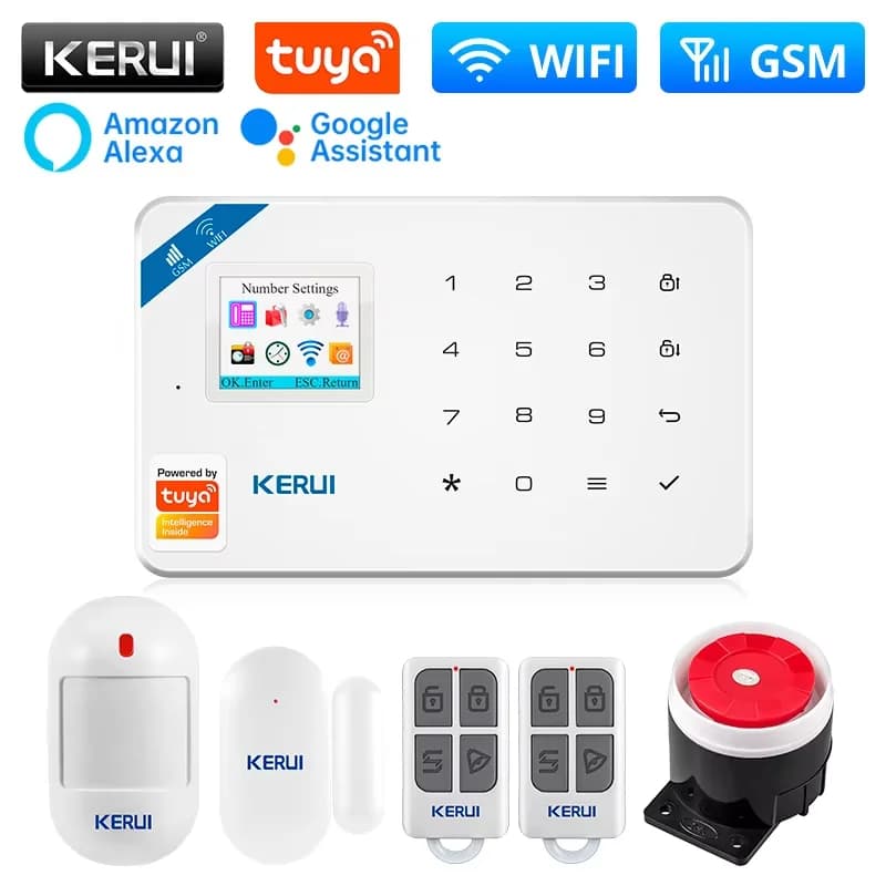 KERUI W181 Kit sistema di allarme WIFI GSM con sensore porta/finestra per supporto di sicurezza domestica Alexa Tuya Smart APP telecomando