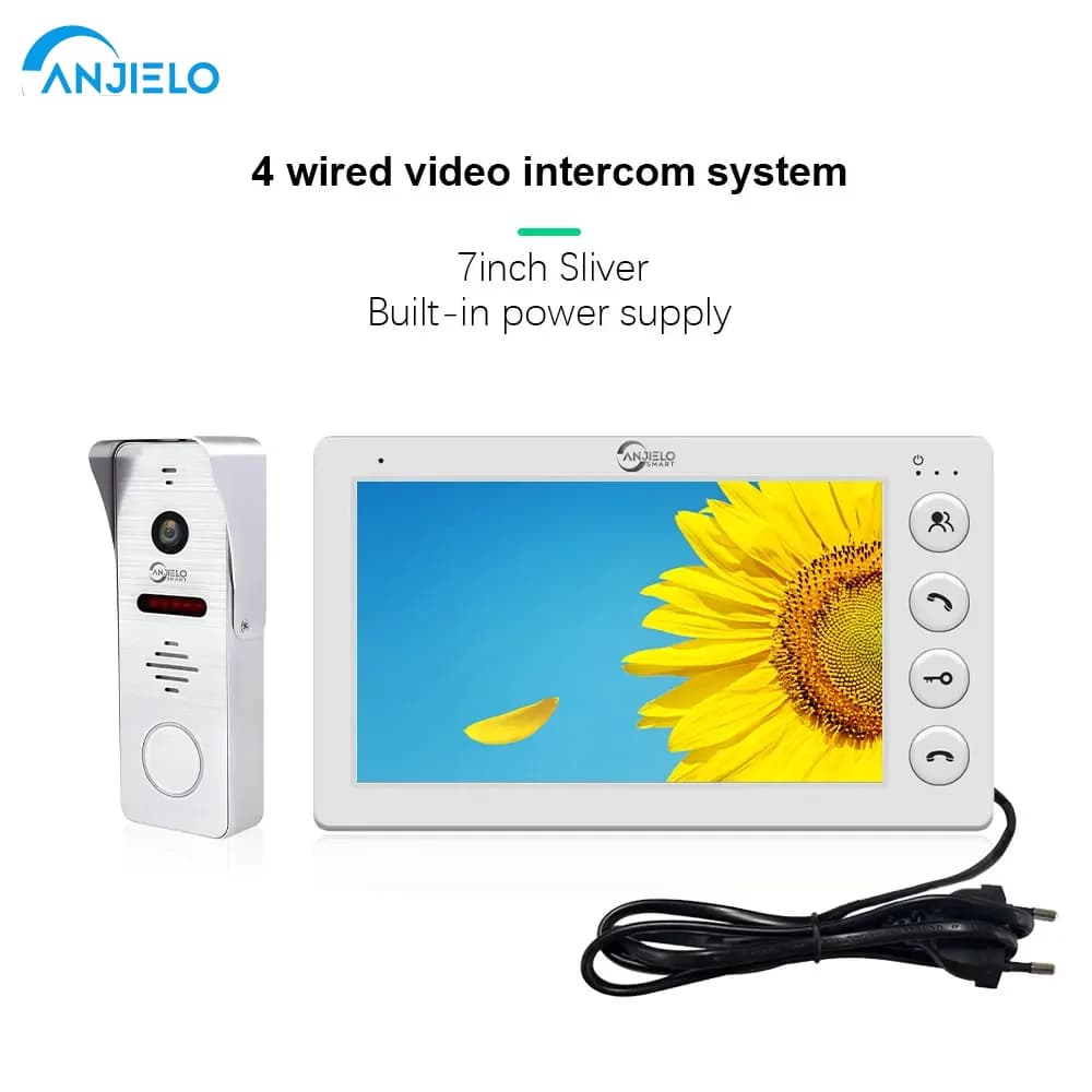 ANJIELO 4 Videocitofono con campanello in metallo cablato per CVBS domestico