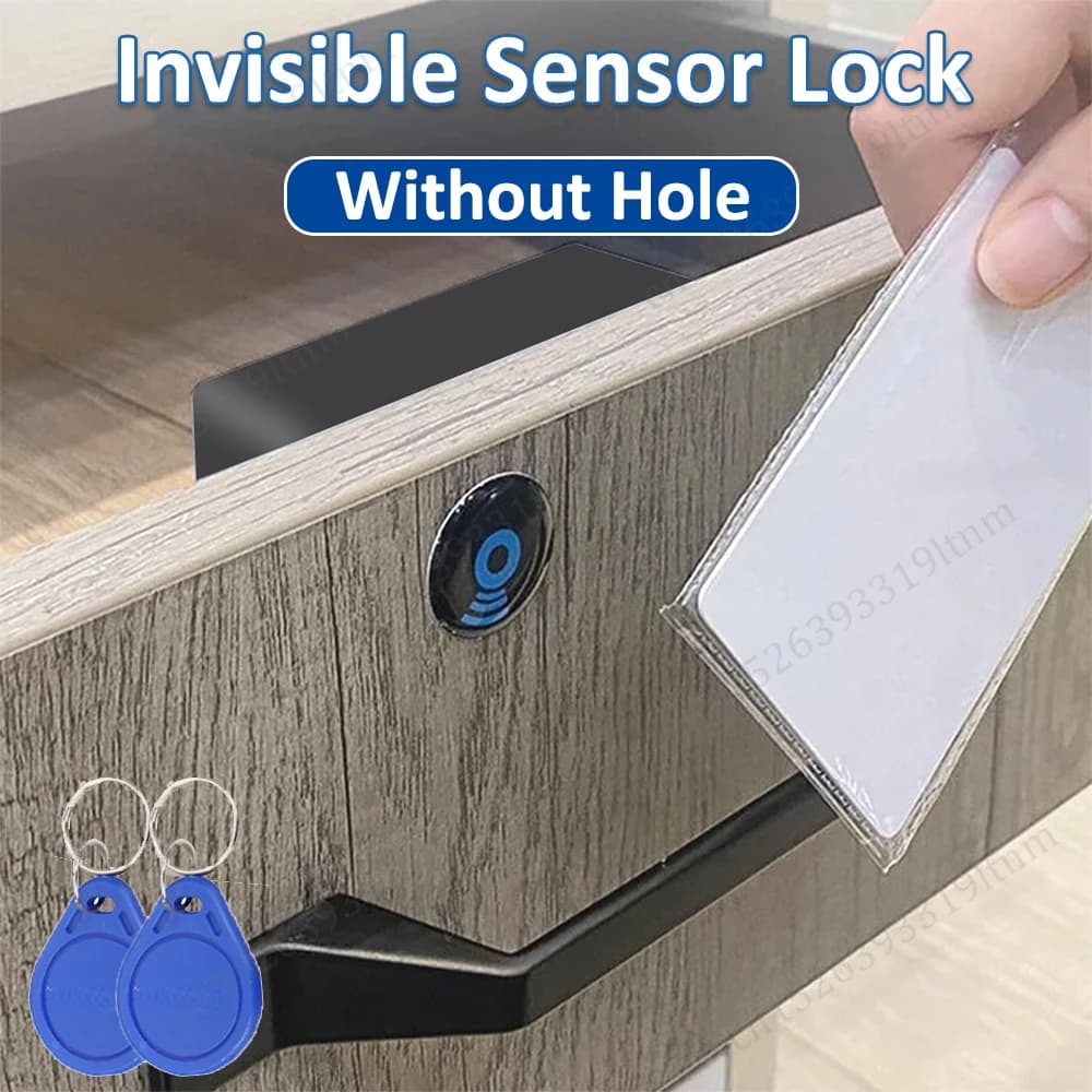 Serratura elettronica intelligente Serratura per armadio con sensore invisibile Serratura per porta intelligente Scheda RFID per hardware per mobili guardaroba con cassetti fai-da-te