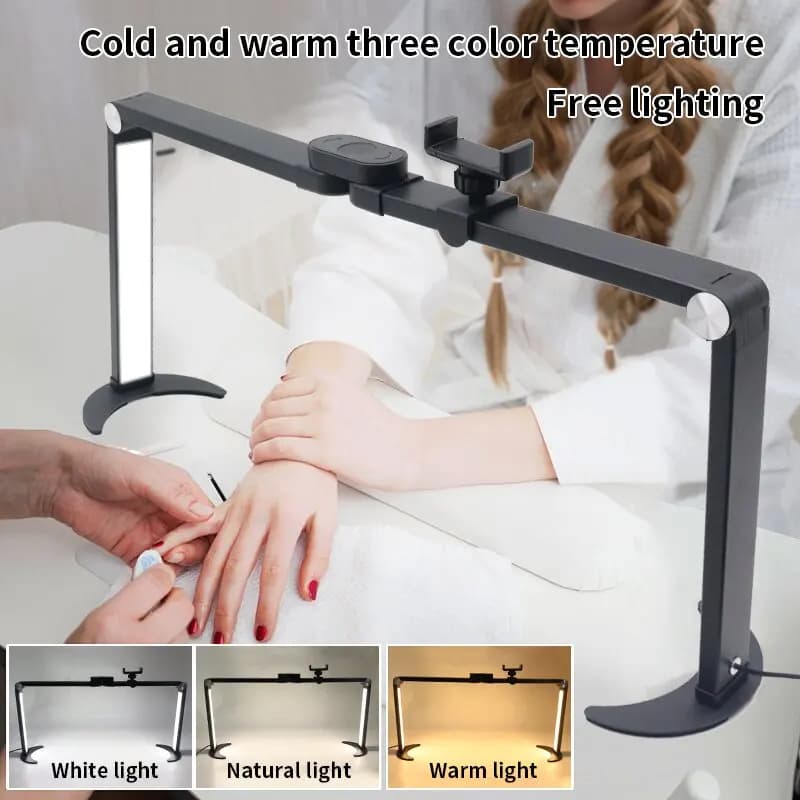 Lampada da tavolo a LED pieghevole a mezzaluna con staffa Protezione per gli occhi Illuminazione dedicata alla bellezza per l'estensione delle ciglia per nail art Ricama
