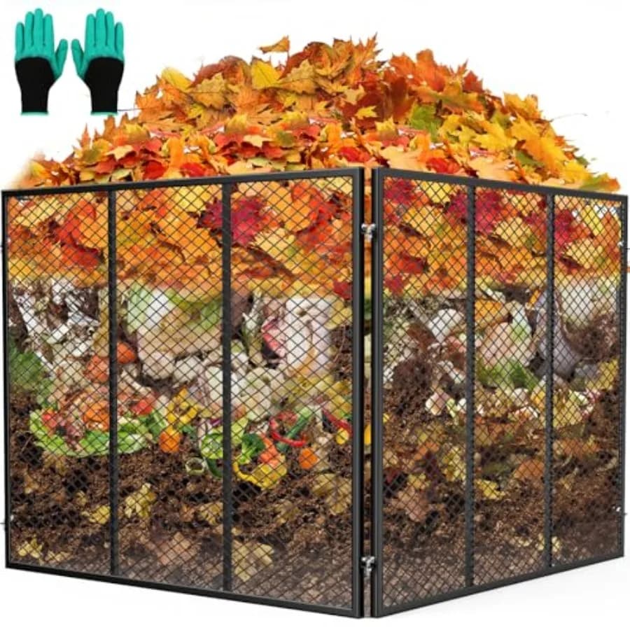 Composter Grande da Esterno, 650 Litri, in Rete Metallica, Impermeabile con Rivestimento Antiruggine, Facile da Usare