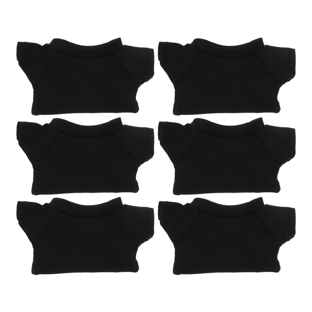 T-shirt alla moda con orsetto da 6 pezzi per animali di peluche, finitura liscia, girocollo, mini vestiti per orsetti, abbigliamento versatile per regali