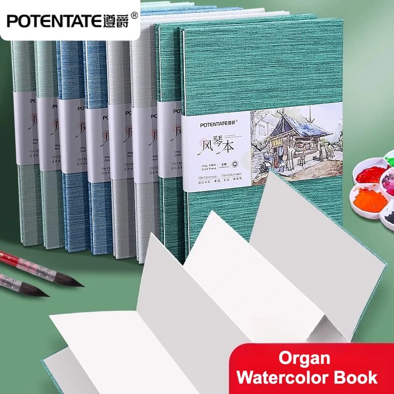 Taccuino per organo POTENTATE Taccuino per acquerello in legno di cotone Libretto a mano in tessuto da 300 g Taccuino pieghevole per disegno a mano con motivo audace