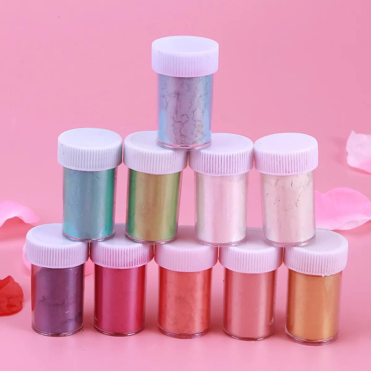 10 Pezzi Polvere di Mica Pigmenti Minerali a Fusione Rapida Scintillanti per Sapone Fatto a Mano Ombretto Nail Art