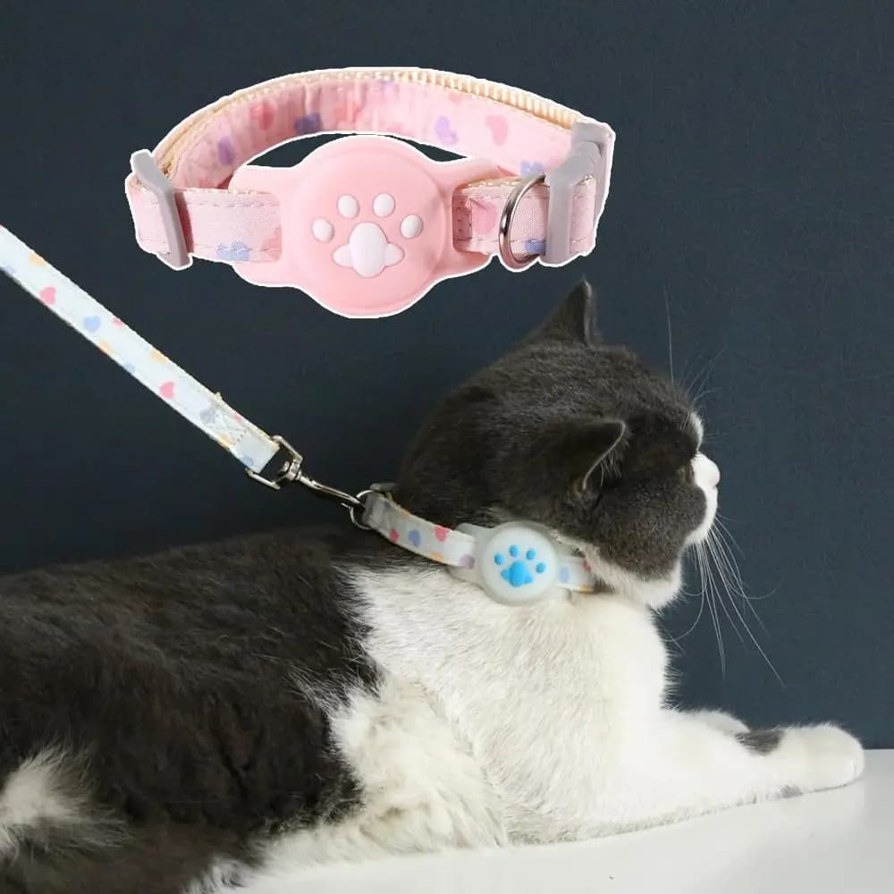 Collare per localizzatore di animali domestici in Nylon Glow-in-The-Dark collare per cani regolabile per gatti custodia protettiva per Tracker in Silicone Anti-perso per AirTag Pet