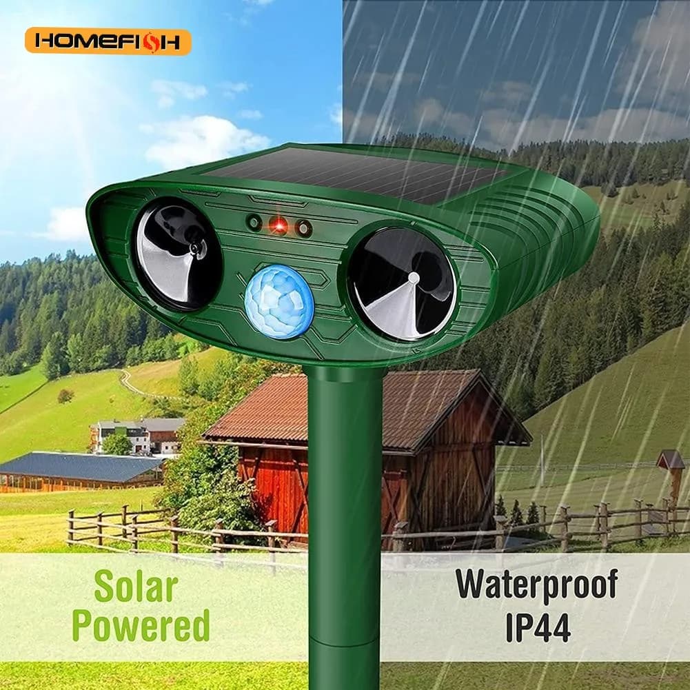 Ultrasonic Animal Deterrent Repeller with Motion Sensor Solar Cat Repellent Dog Deterrent Outdoor Garden Supplies