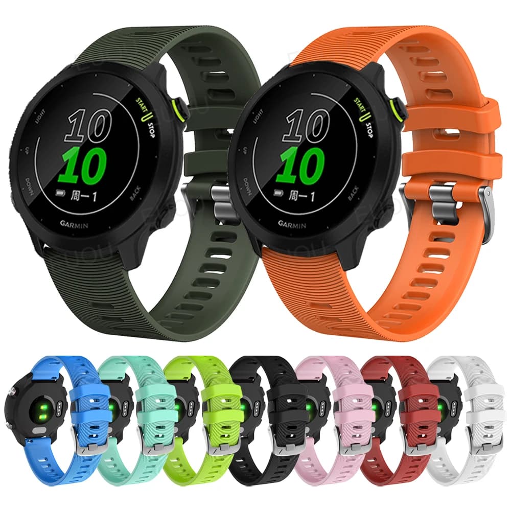 Cinturino sportivo in silicone stile ufficiale da 20 mm a sgancio rapido per cinturino da polso Garmin Forerunner 55 158 245 245M 645 cinturino da polso