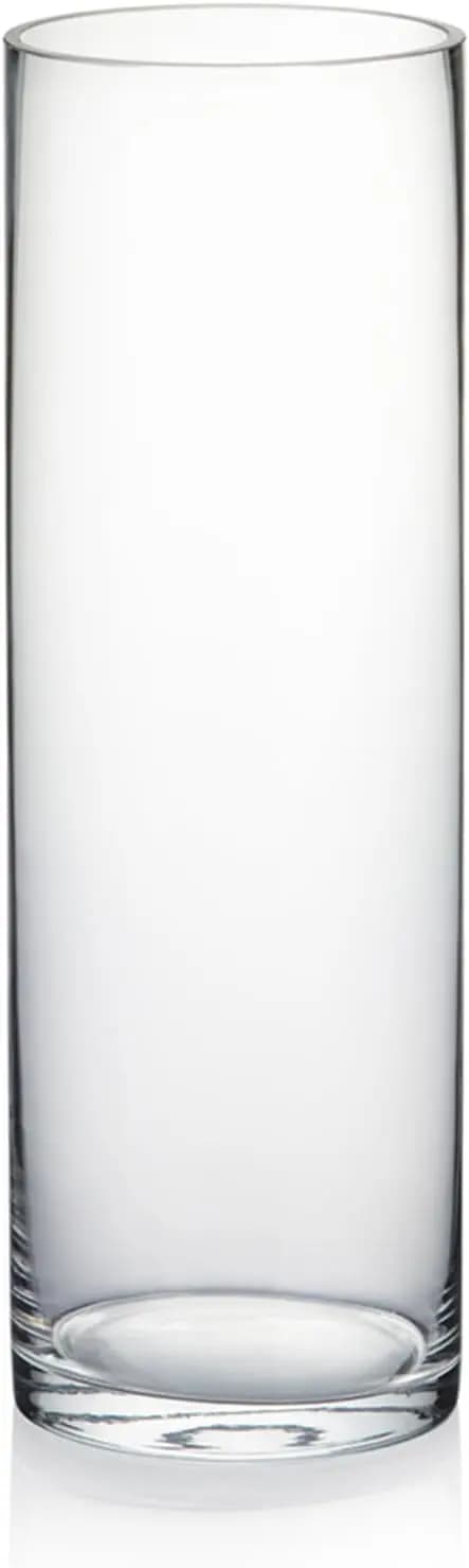 Vaso cilindrico in vetro trasparente da 4 pollici di larghezza x 12 pollici di altezza, design spesso e robusto, multiuso come vaso per fiori, portacandele e decorazione per la casa