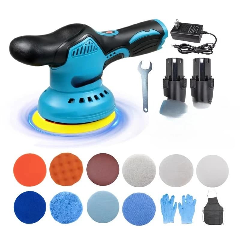 Lucidatrice per auto senza fili 21V integrata, piccola lucidatrice elettrica portatile da 125mm con batteria al litio per lucidatura e ceratura