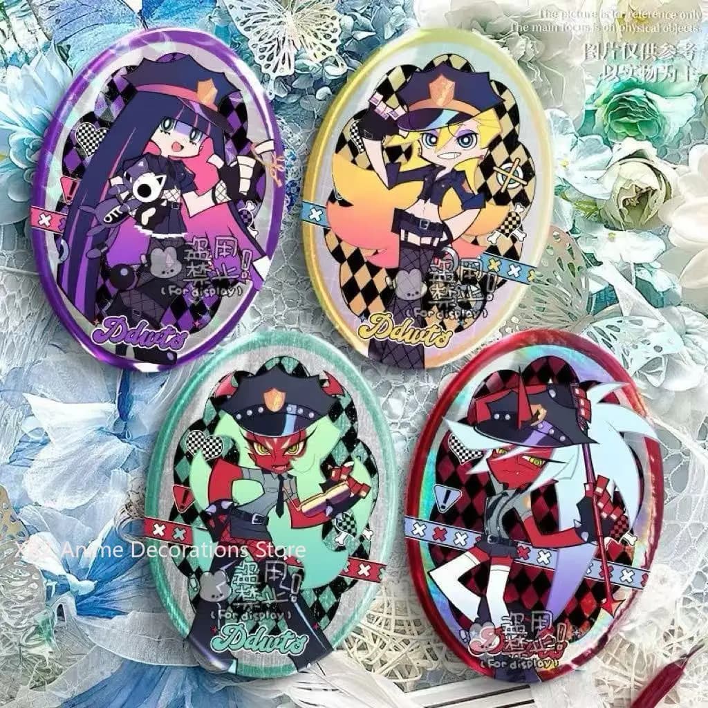 4pcs Panty & Stocking with Garterbelt Pendant Badges Anime Cute Brooches Lapel Pin DIY Backpack Hat Accessories Birthday Gift