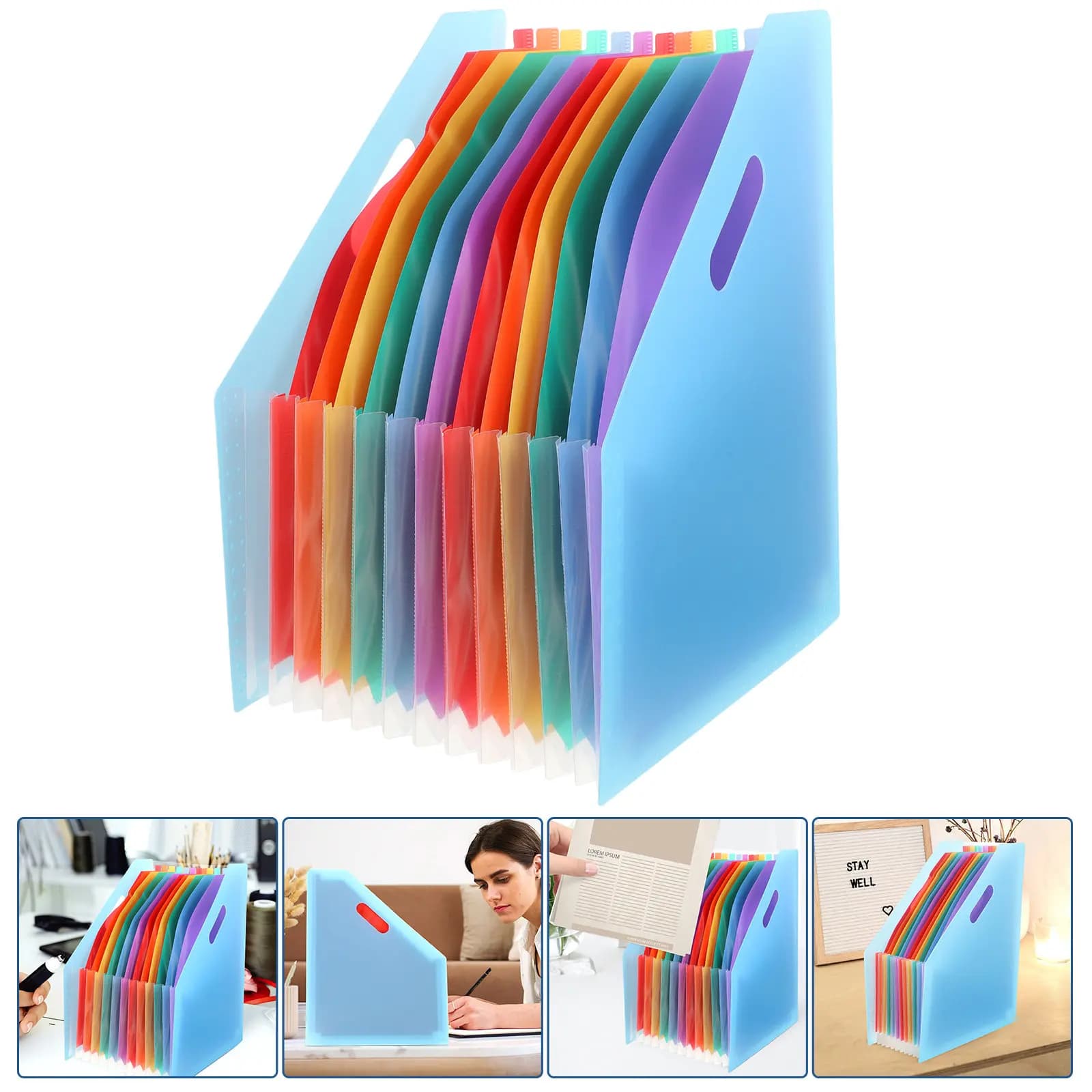 Large Capacity File Folder Plastic Stand Up Document Organizer for Office Home School Use Expandable Receipts Storage Accordion