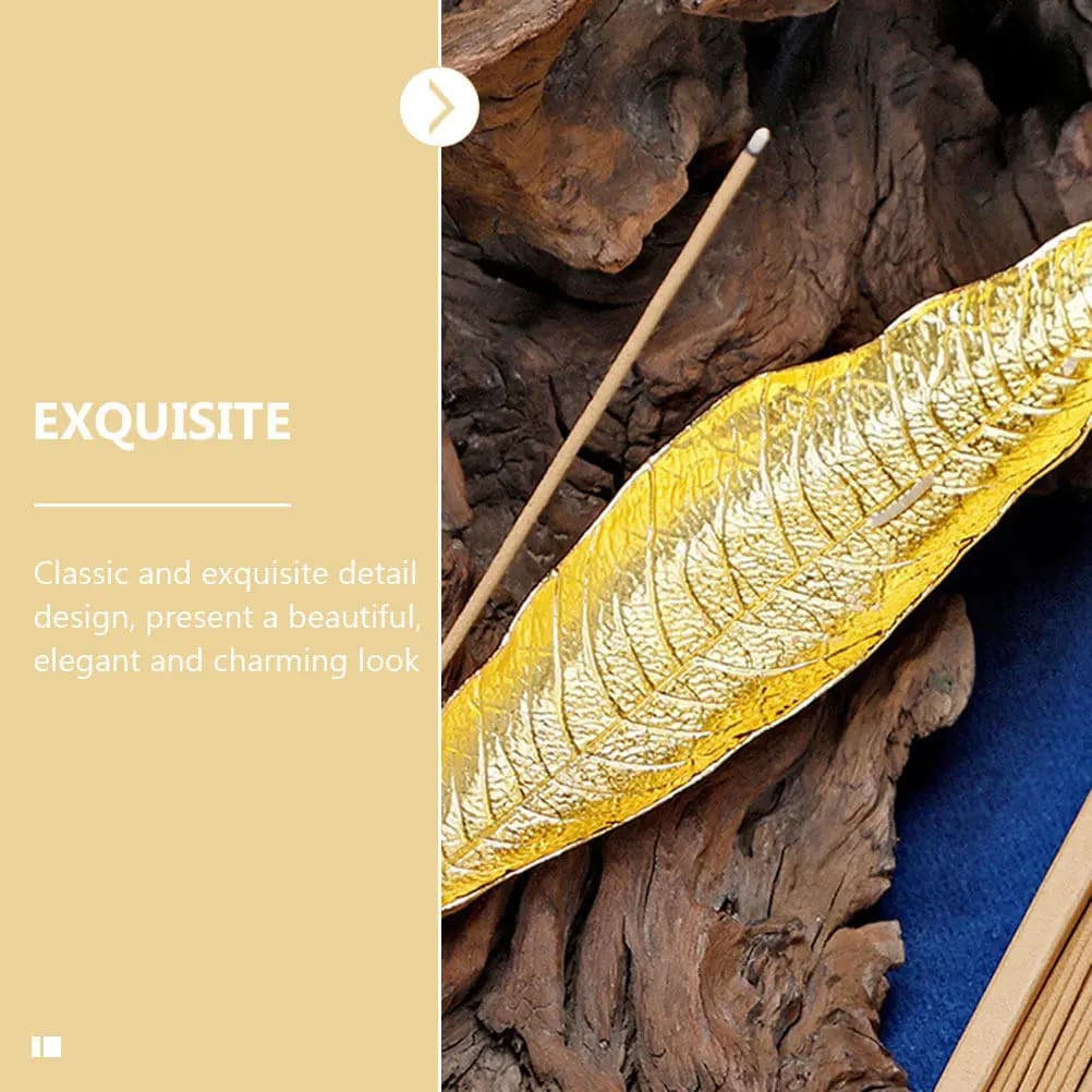 Premium Zinc Alloy Incense Stick Holder Leaf Style Ash Tray Easy Clean for Yoga Studio Sauna Bedroom Study Room Aroma Therapy