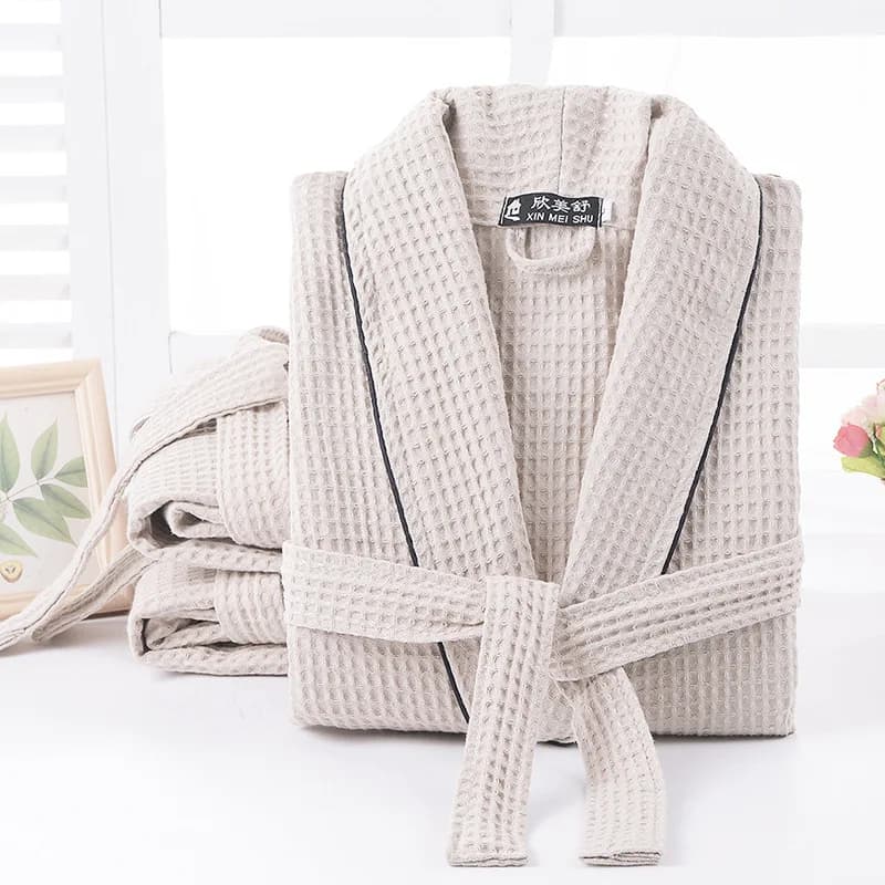 Accappatoio in cotone per l'autunno estate Accappatoio da mattina sottile a maniche lunghe Accappatoio in waffle Asciugamano da bagno di bellezza dell'hotel per coppie