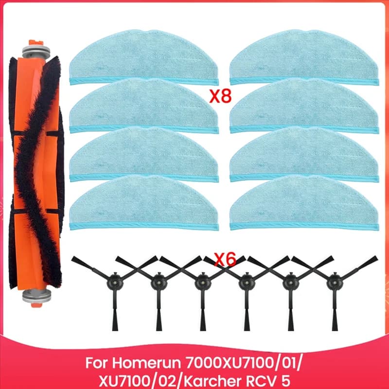 B51CNUOVO! Per Homerun Serie 7000 XU7100/01, XU7100/02, Ricambi per Aspirapolvere Karcher RCV 5: Spazzola Principale, Spazzola Laterale, Panni per Mop